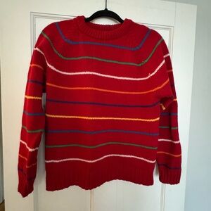 Vintage Lands End Wool Sweater in Red Stripe